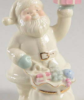 Lenox Lenox Christmas Figurine Santa's Toy Bag-Holding A Pink Present - Boxed