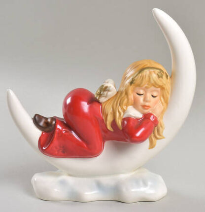 Goebel Christmas Figurines & Giftware Angel Lying On Moon-Red - No Box