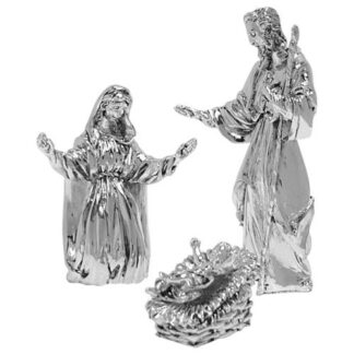 Lunt Silver Nativity Figurines Holy Family 3 Pc Set - With Box